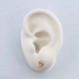 Stud Earrings Shared Heart 0.7gr / White Zircons Yellow Gold 18K $