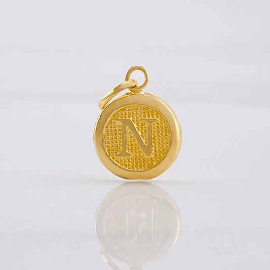 Pendant Circle Letter N 0.4g / 3/4 in Yellow Gold 18K