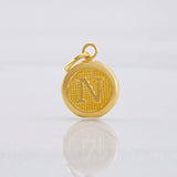 Dije Circulo Letra N 0.4g / 3/4 in Oro Amarillo 18K