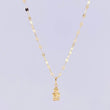 Mirror Flower Chain Set + Guardian Angel Pendant / 1.25g / 18 in Yellow Gold 18K