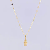 Mirror Flower Chain Set + Guardian Angel Pendant / 1.25g / 18 in Yellow Gold 18K