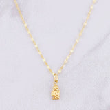 Mirror Flower Chain Set + Guardian Angel Pendant / 1.25g / 18 in Yellow Gold 18K