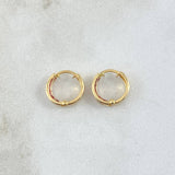 Hoop Earrings Hoop 0.85gr / 1cm / Fuchsia Zircons 18K Yellow Gold *