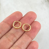 Hoop Earrings Hoop 0.85gr / 1cm / Fuchsia Zircons 18K Yellow Gold *