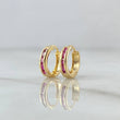 Hoop Earrings Hoop 0.85gr / 1cm / Fuchsia Zircons 18K Yellow Gold *