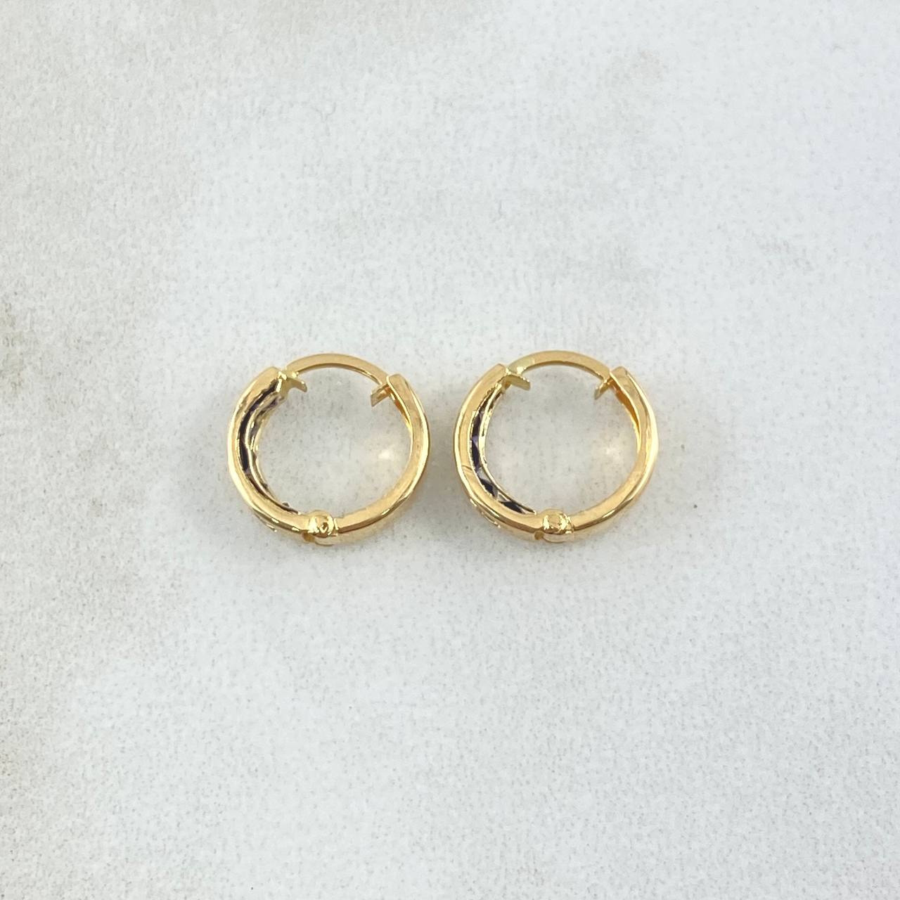 Hoop Earrings Hoop Earrings 0.85gr / 1cm / Blue Zircons Yellow Gold 18K ©