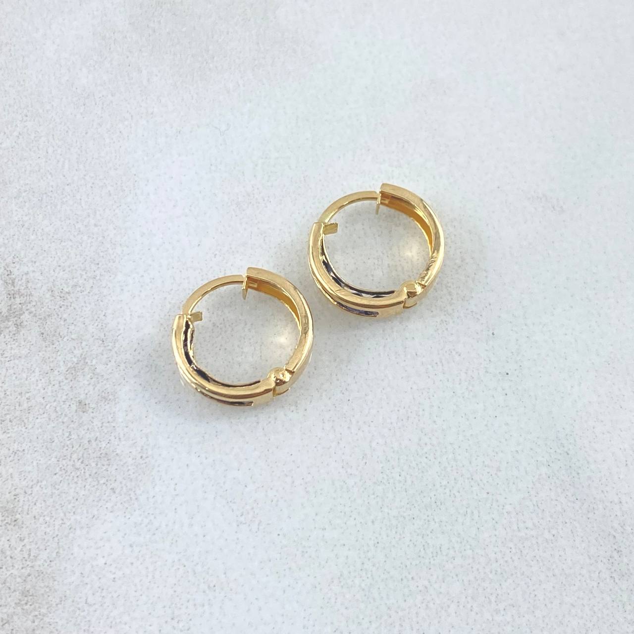 Hoop Earrings Hoop Earrings 0.85gr / 1cm / Blue Zircons Yellow Gold 18K ©