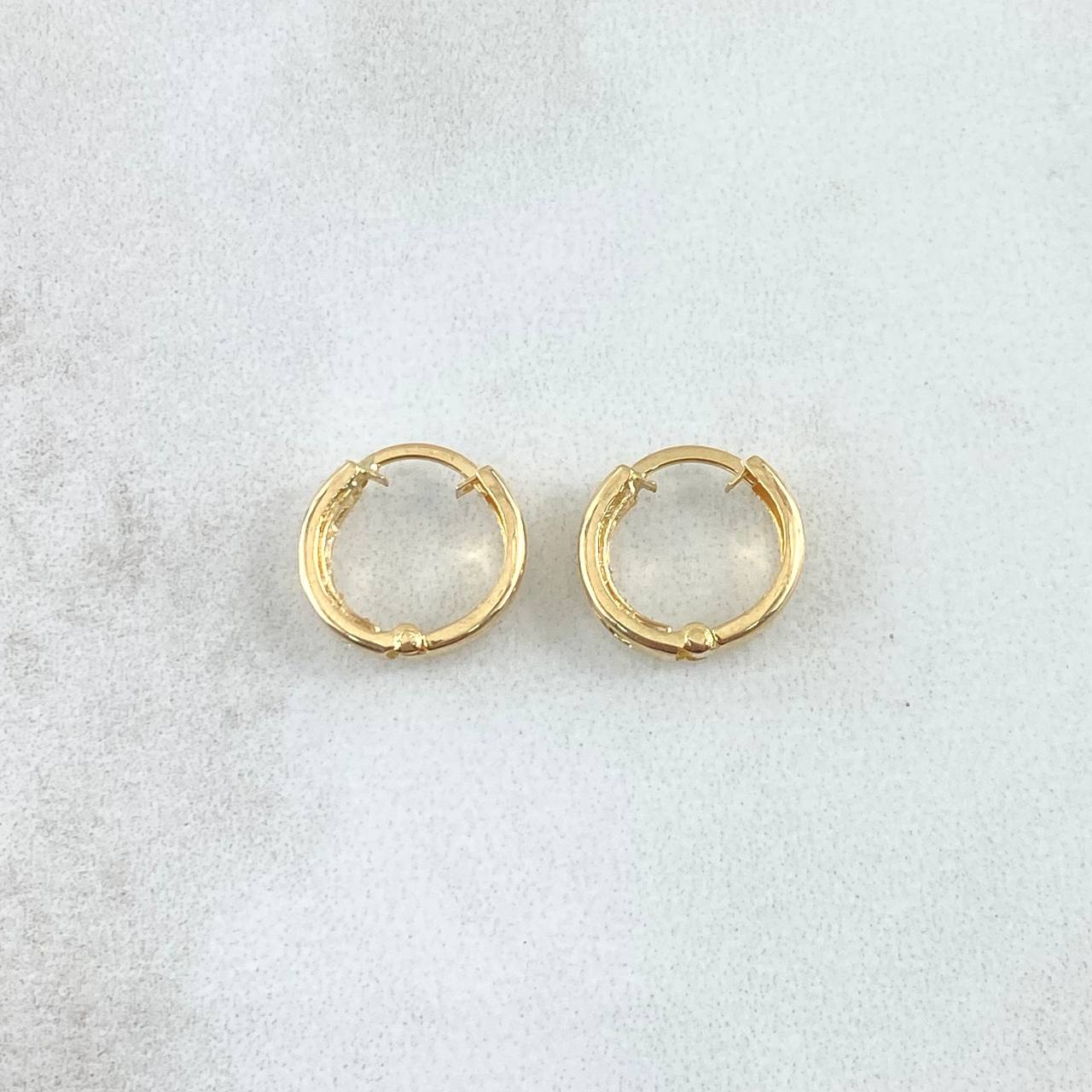Hoop Earrings Hoop 0.9gr / 1cm / White Zircons 18K Yellow Gold