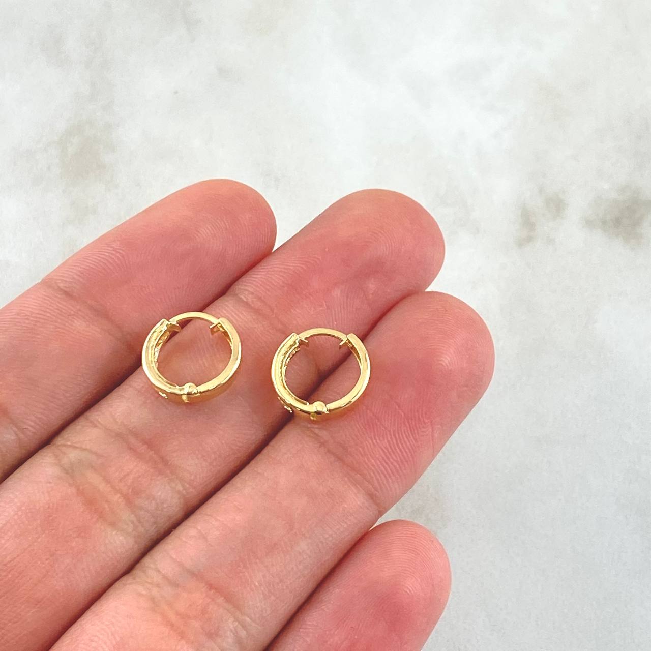Hoop Earrings Hoop 0.9gr / 1cm / White Zircons 18K Yellow Gold