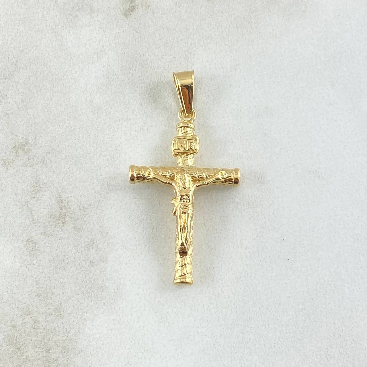 Pendant Cruz Cristo 1.3gr / 3.6cm / Threaded Striped Rod 18K Yellow Gold ©