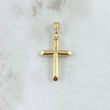Dije Cruz Puntas Planas 0.95gr / 3.3cm / Lisa Troquelada - Cargador Liso Oro Amarillo 18K