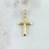 Dije Cruz Puntas Planas 0.95gr / 3.3cm / Lisa Troquelada - Cargador Liso Oro Amarillo 18K