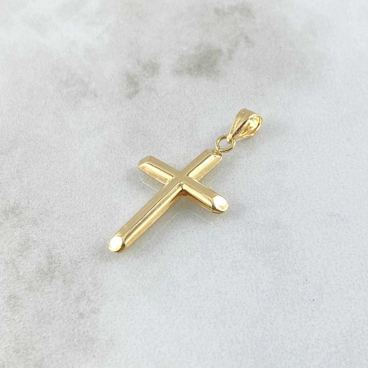Pendant Flat Cross Points 0.65gr / 2.7cm / Polished Stamped - Edged Charger 18K Yellow Gold