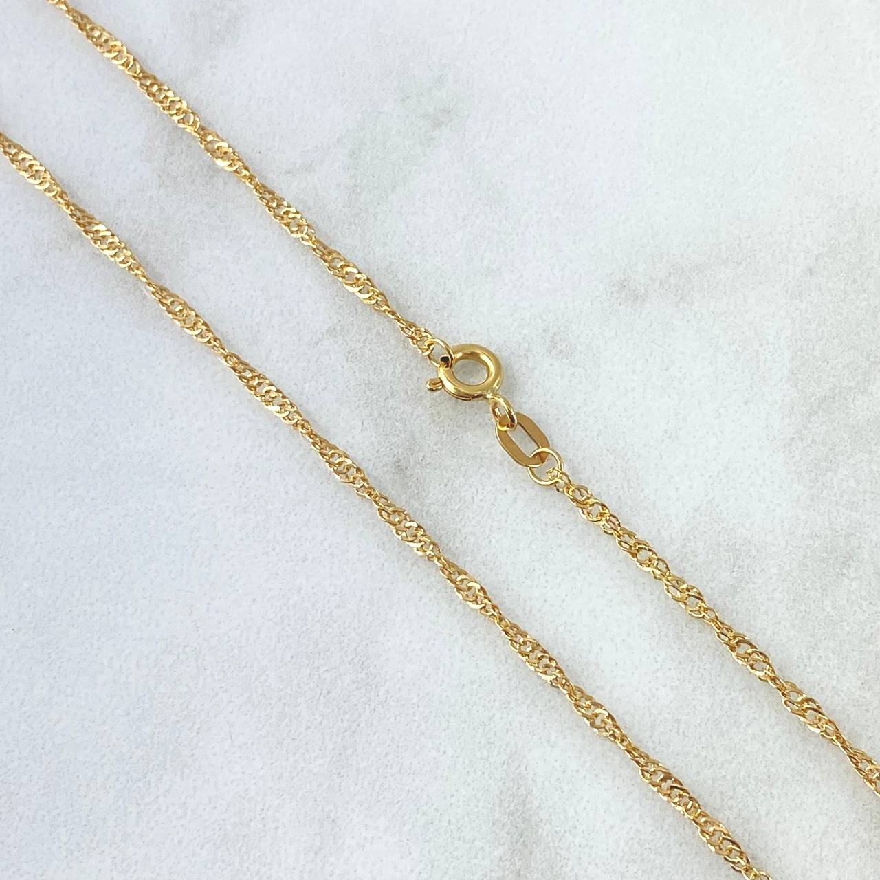 Set Cadena Singapur 1gr / 17 3/4 in / 1.7mm + Dije Corazón Estrella 0.35gr /1.3cm  1.35gr / Oro Amarillo 18K (Oferta) *