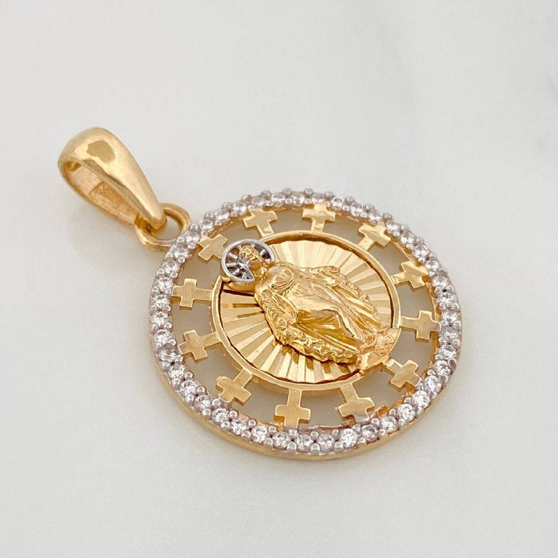 Dije Medalla Virgen Milagrosa 2.9g / 1 in Dos Oros Amarillo Blanco 18K
