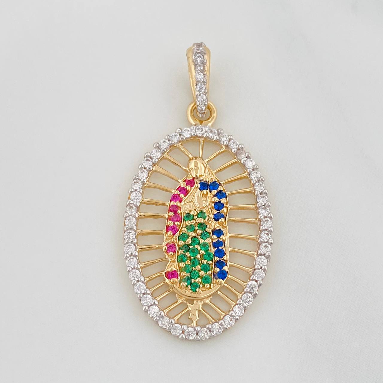 Pendant Medal Virgin Guadalupe 2.9g / 1 1/2 in Two-Tone Yellow White Gold 18K