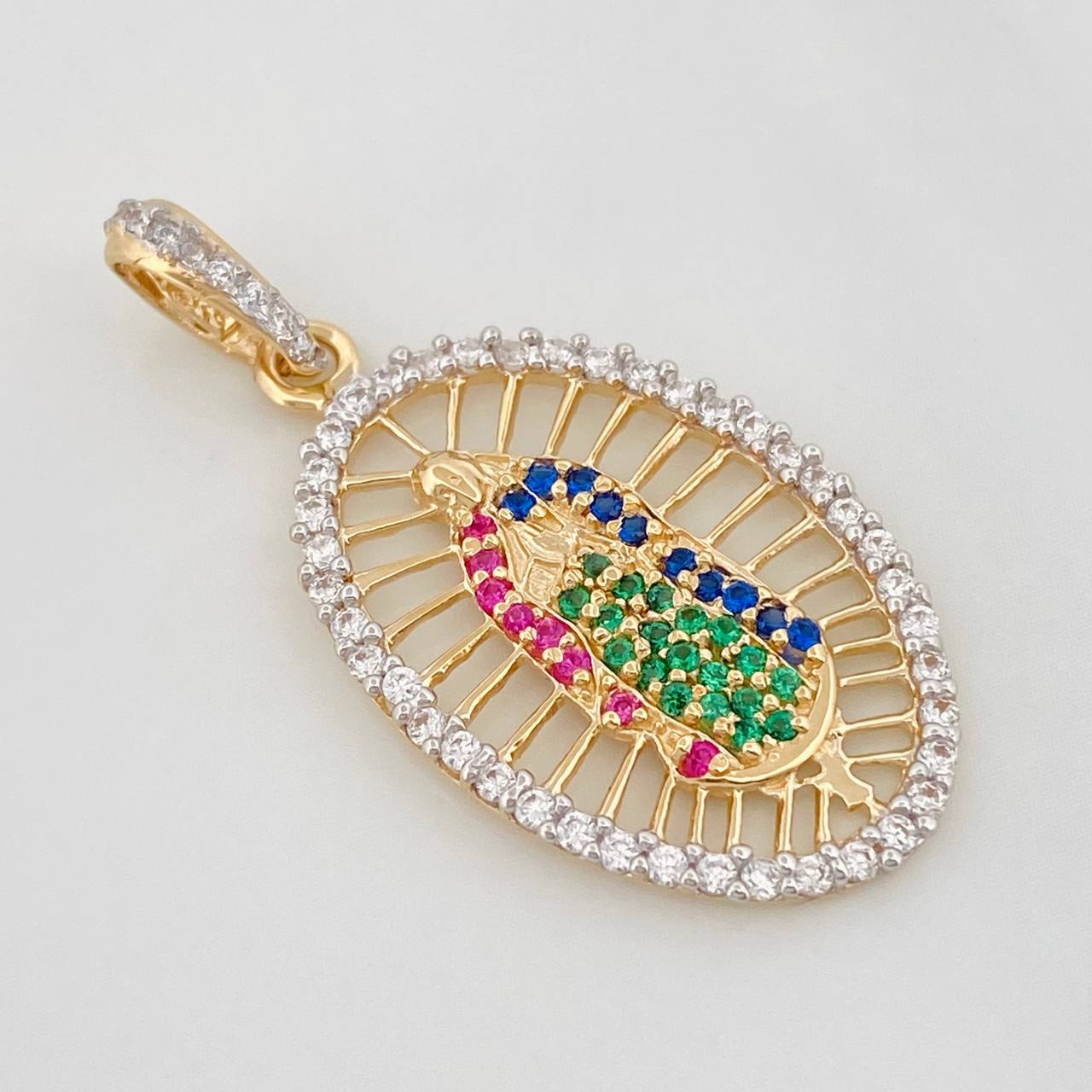 Pendant Medal Virgin Guadalupe 2.9g / 1 1/2 in Two-Tone Yellow White Gold 18K