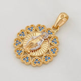 Pendant Medal Miraculous Virgin 3.85g / 1 in Two-Tone Yellow White Gold 18K