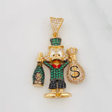 Dije Pato Bolsas Dinero 9.05g / 1 1/2 in Dos Oros Negro Amarillo 18K