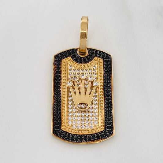 Dije Medalla Corona 7.1g / 1 1/2 in Dos Oros Negro Amarillo 18K
