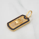 Pendant Medal Crown 7.1g / 1 1/2 in Two Golds Black Yellow 18K