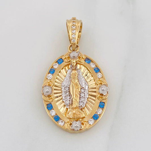 Dije Medalla Virgen Milagrosa 5.25g / 1 1/4 in Dos Oros Amarillo Blanco 18K