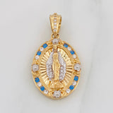 Dije Medalla Virgen Milagrosa 5.25g / 1 1/4 in Dos Oros Amarillo Blanco 18K