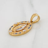 Dije Medalla Virgen Milagrosa 5.25g / 1 1/4 in Dos Oros Amarillo Blanco 18K