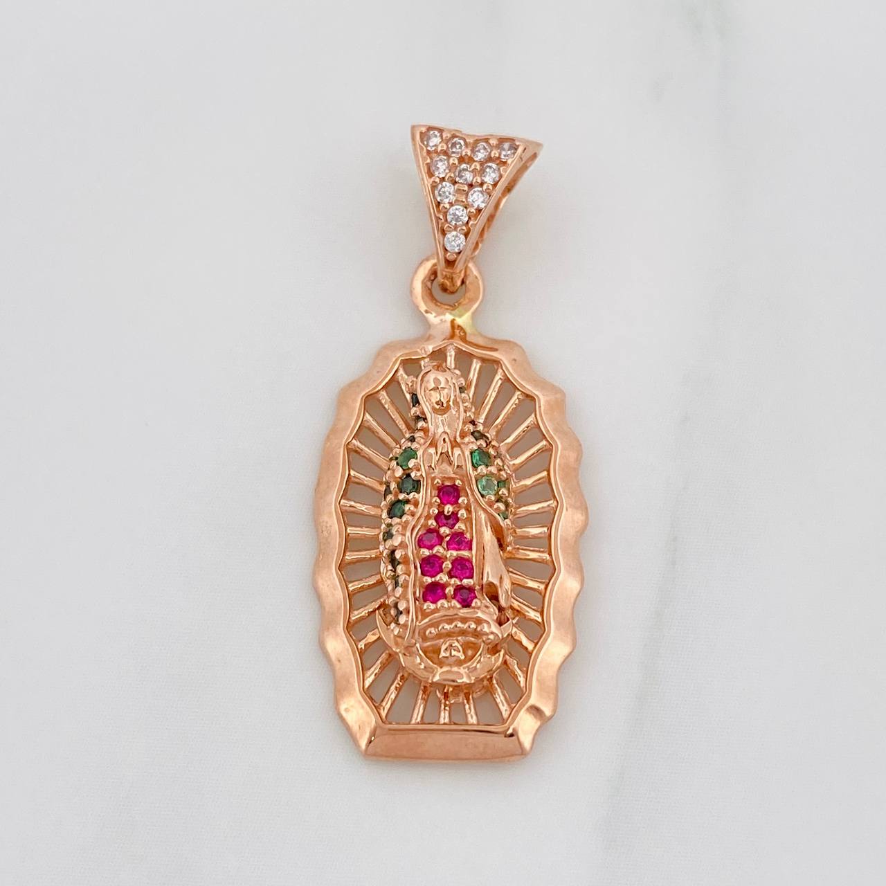 Dije Medalla Virgen Guadalupe 2.85g / 1 1/4 in Oro Rosa 18K
