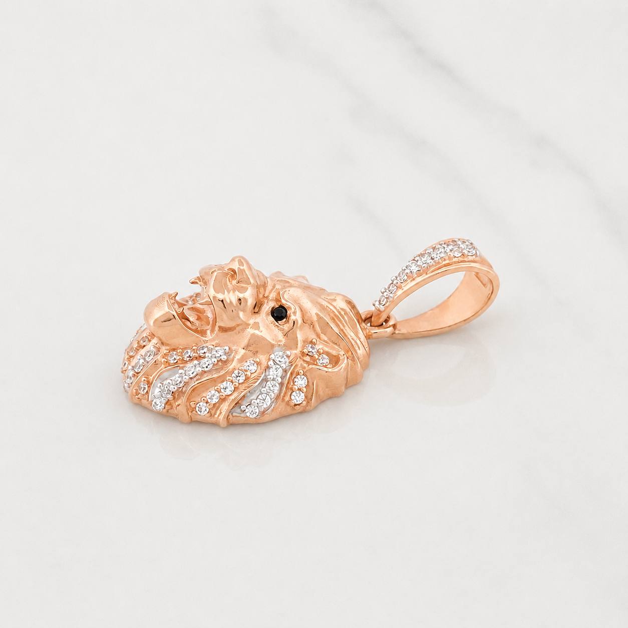 Dije Leon 5.25g / 1 1/4 in Dos Oros Blanco Rosa 18K