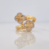 Clover Hug Ring 3.3g / T5 3/4 Two Yellow White Gold 18K