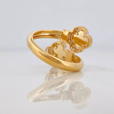 Clover Embraced Diamond Cut Ring 3.15g / T6 1/4 Yellow Gold 18K