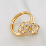 Clover Embraced Diamond Cut Ring 3.15g / T6 1/4 Yellow Gold 18K