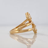 Anillo Trebol Cruzado Diamantado 3.35g / T7 Oro Amarillo 18K