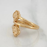Anillo Trebol Cruzado Diamantado 3.35g / T7 Oro Amarillo 18K