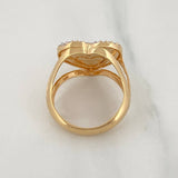 Anillo Corazon 4.75g / T5 3/4 Dos Oros Amarillo Blanco 18K
