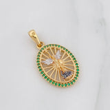 Pendant Medal of Saint Michael 3g / 1 1/4 in Three Golds Yellow White Black 18K
