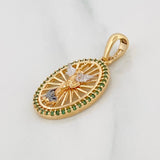 Pendant Medal of Saint Michael 3g / 1 1/4 in Three Golds Yellow White Black 18K