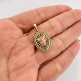 Pendant Medal of Saint Michael 3g / 1 1/4 in Three Golds Yellow White Black 18K