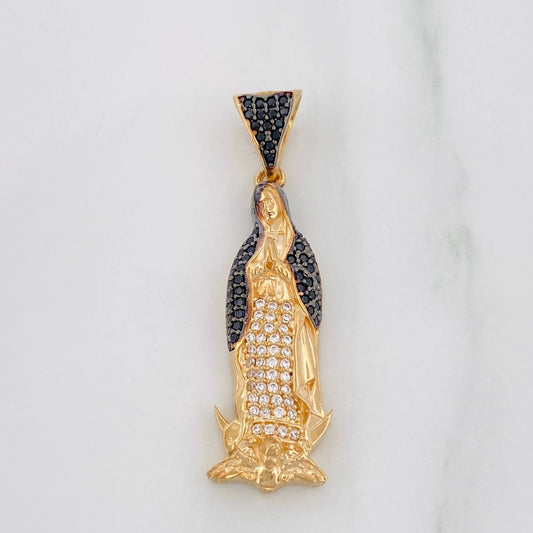 Dije Virgen Guadalupe 4.5g / 1 1/2 in Dos Oros Negro Amarillo 18K