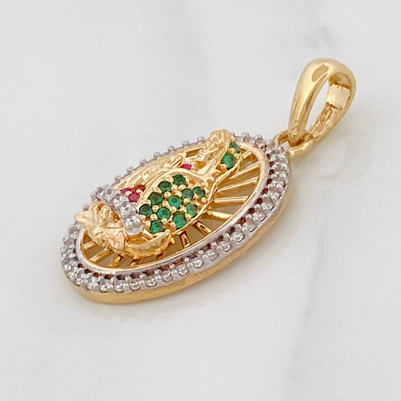 Dije Medalla Virgen Guadalupe 4g / 1 in Dos Oros Amarillo Blanco 18K