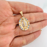 Dije Medalla Virgen Milagrosa 5.25g / 1 1/4 in Dos Oros Amarillo Blanco 18K