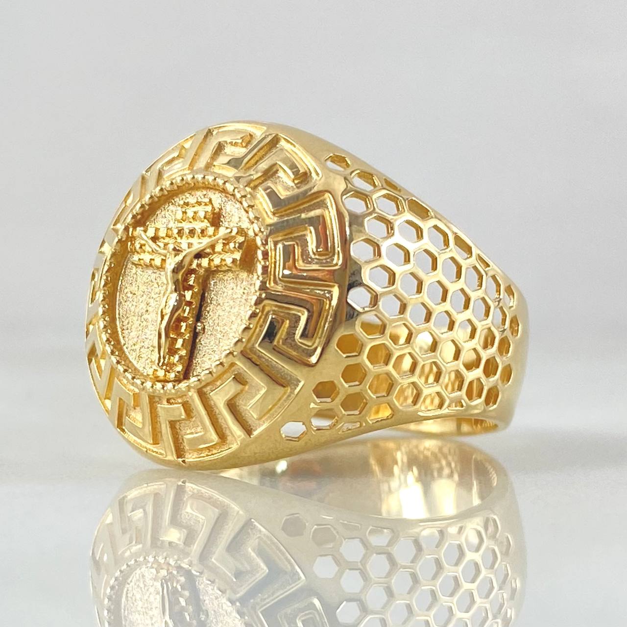 Tribal Christ Cross Ring 6.8gr / Size 9 1/2 / 18K Gold ©