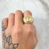 Tribal Christ Cross Ring 6.8gr / Size 9 1/2 / 18K Gold ©
