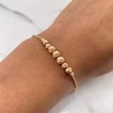 Bracelet Spike 2.45gr / 19cm / 3mm-4mm-5mm Beads Diamond Cut Two Yellow and Rose Gold +3 18K #