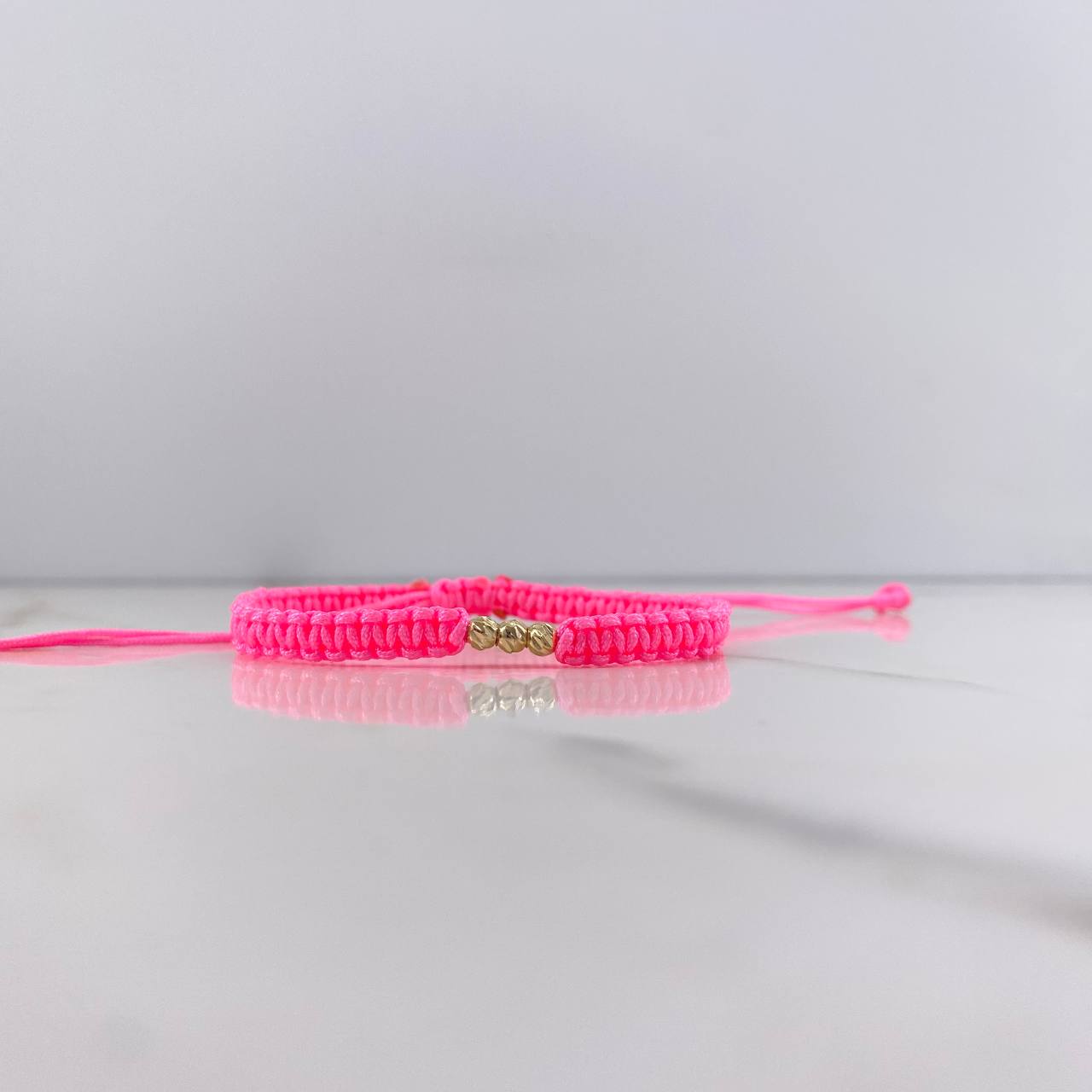 Pink Bracelet Beads Diamond Cut 0.3gr / 3mm 18K Yellow Gold $
