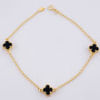 Classic Link Bracelet Clover Onyx 2.95g / 7 1/4 in / 1.5mm Yellow Gold 18K