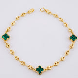Bracelet GC Clover Malachite 3.5g / 7 in / 3.65mm Yellow Gold 18K