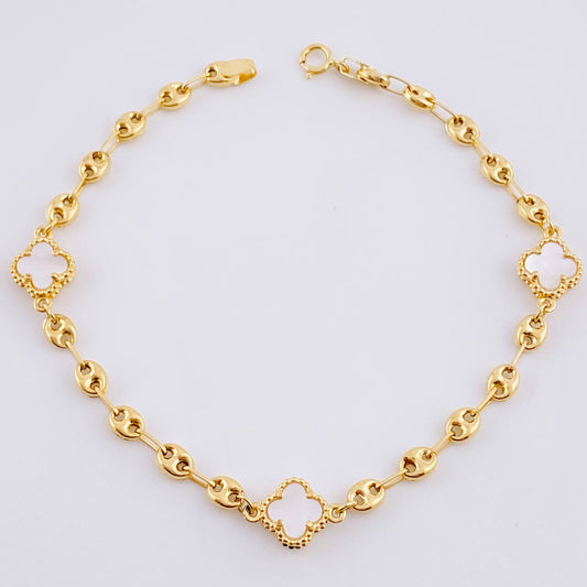 Bracelet GC Clover Nacre 3.55g / 7 in / 3.65mm Yellow Gold 18K