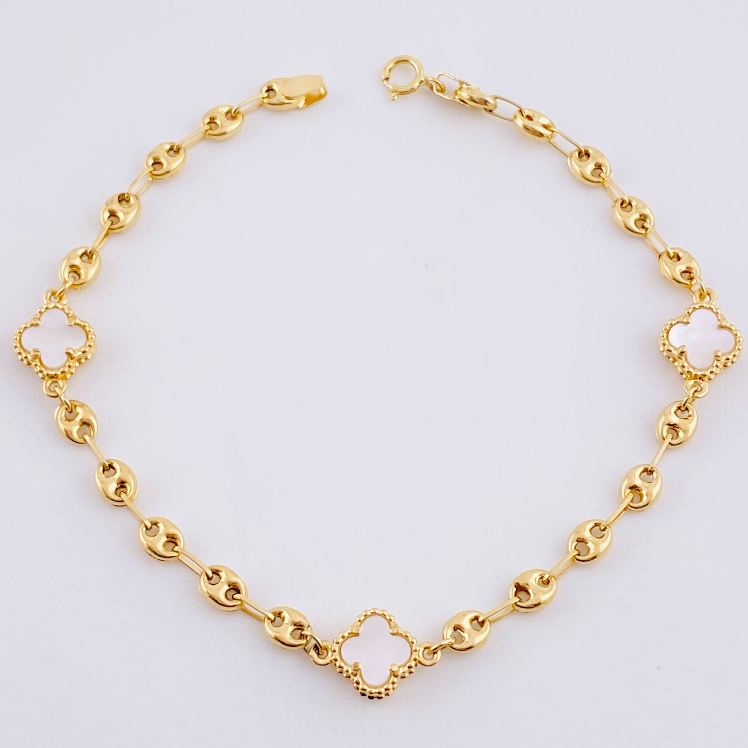 Bracelet GC Clover Nacre 3.6g / 7 in / 3.65mm Yellow Gold 18K